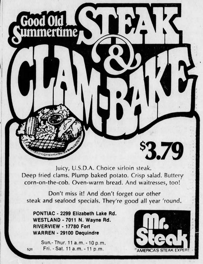 White Castle Restaurant - July 1975 Ad For Mr Steak